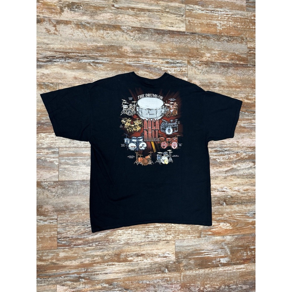 Vintage Y2K The Drums Of Rock N Roll T-Shirt Size XXL Rock Bands Music